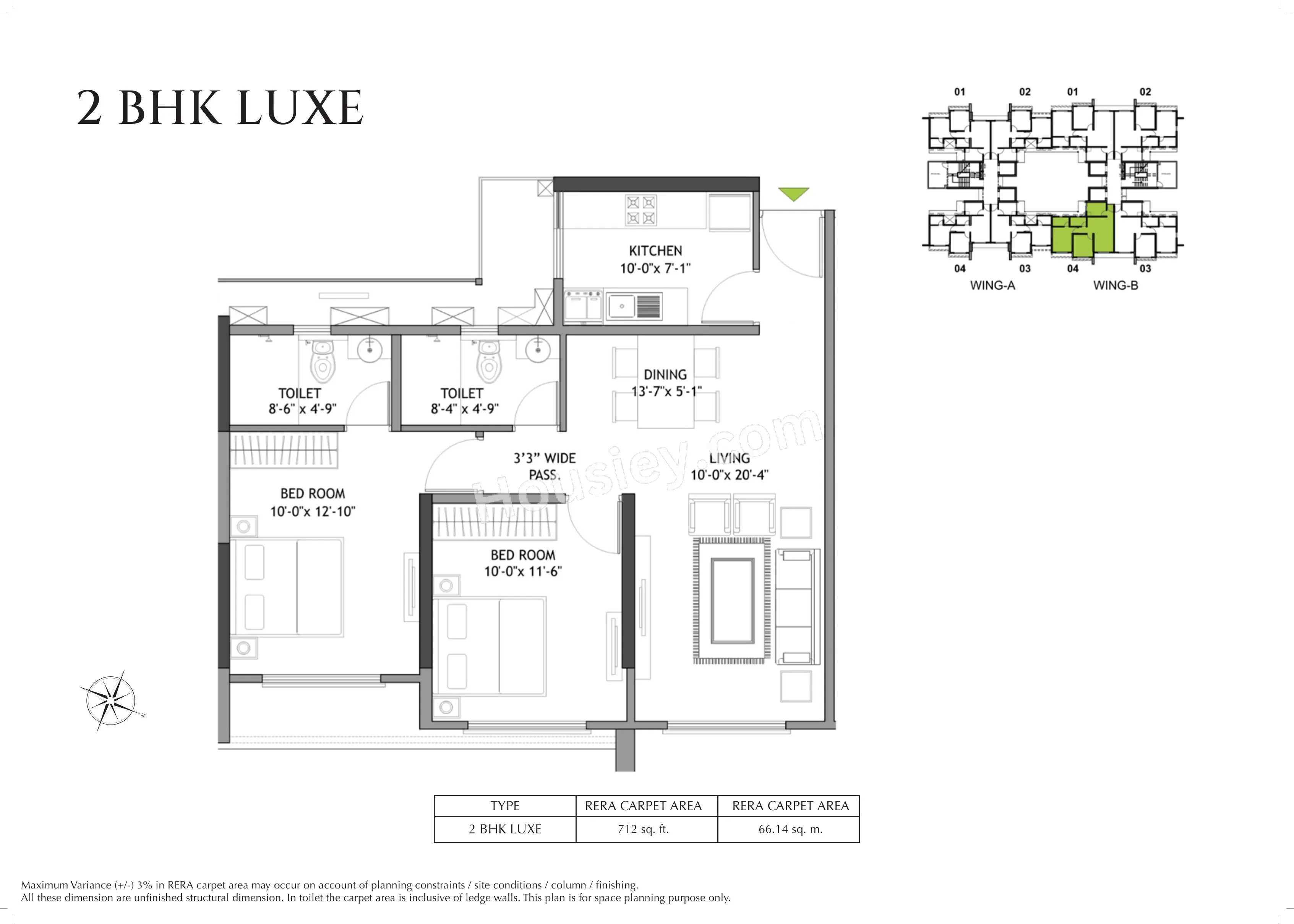 Shapoorji BKC 28 Unit plan - 712 sq.ft.