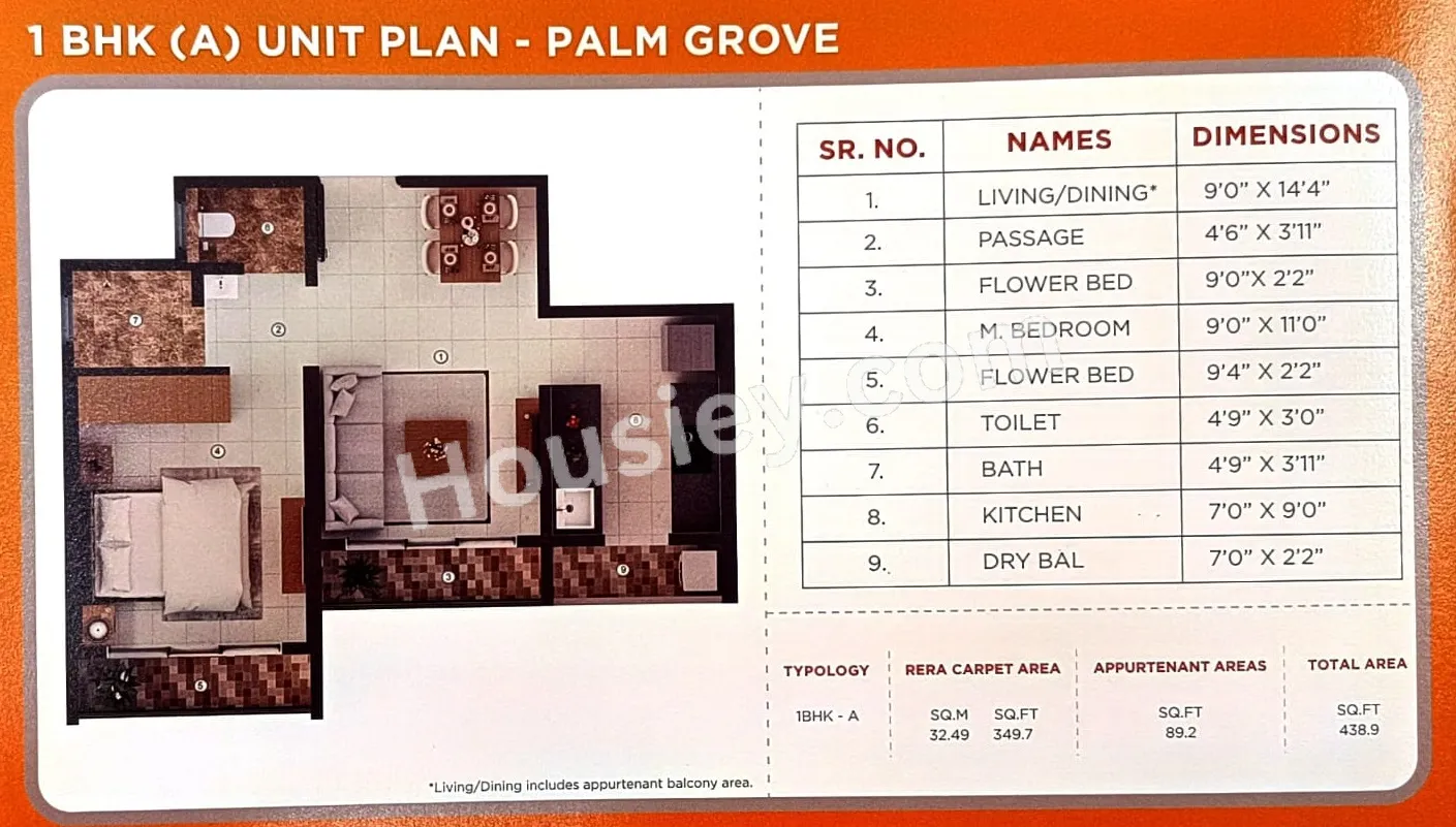 Shapoorji Joyville Unit plan - 439 sq.ft.