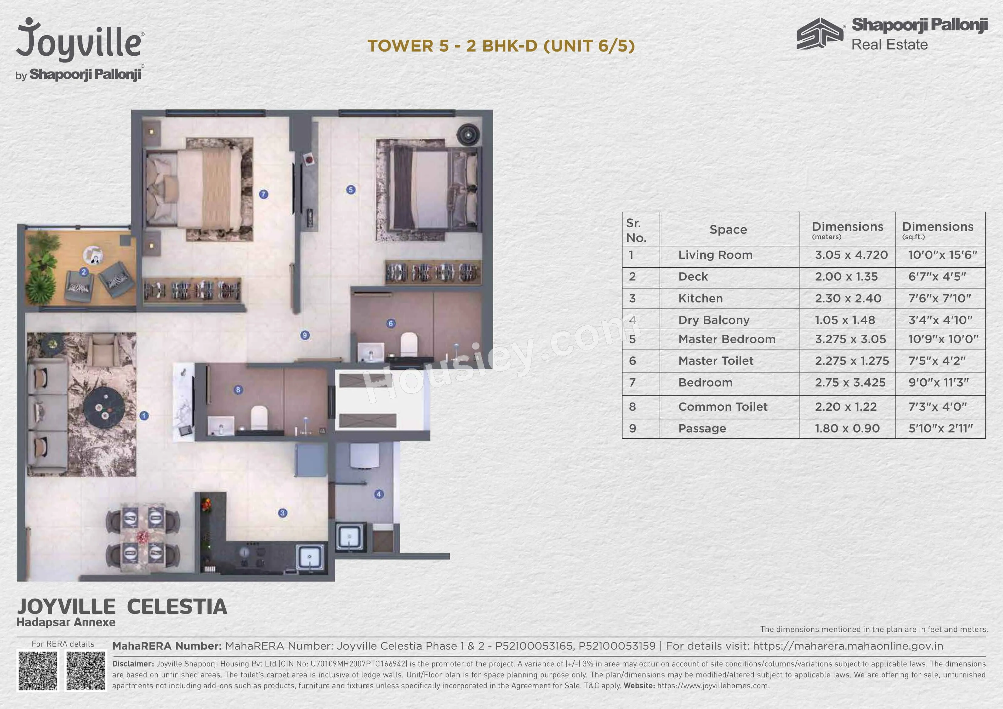 Shapoorji Joyville Celestia Unit plan - 602 sq.ft.