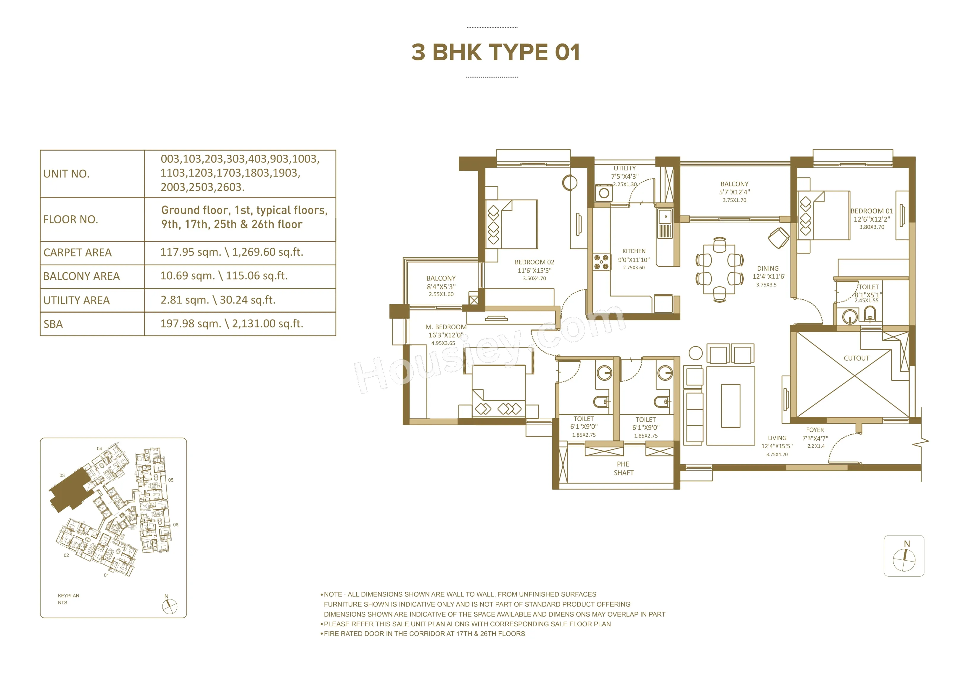 Shapoorji Pallonji Parkwest 2O Unit plan - 1269 sq.ft.