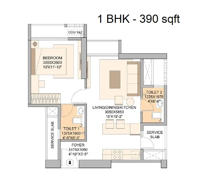 Sheth Auris Clara Unit plan - 390 sq.ft.