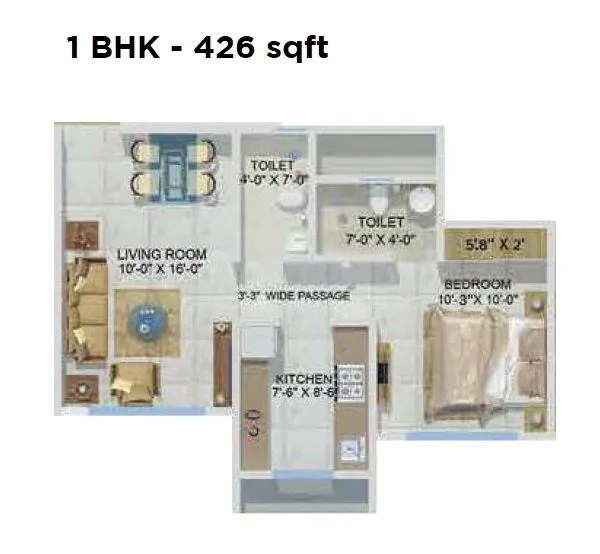 Unit plan - 426 sq.ft.