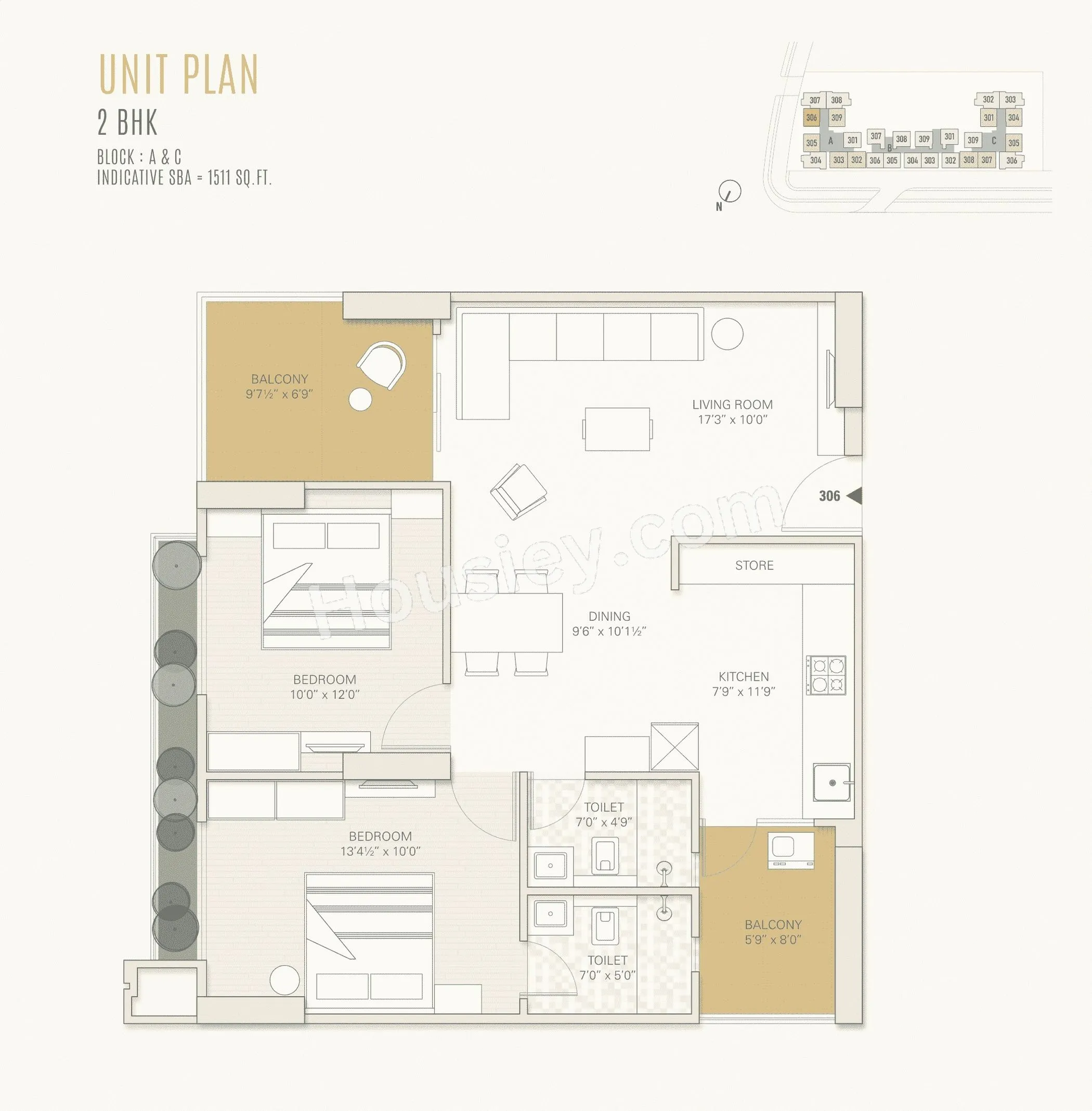 Shilp North Sky Unit plan - 1042 sq.ft.
