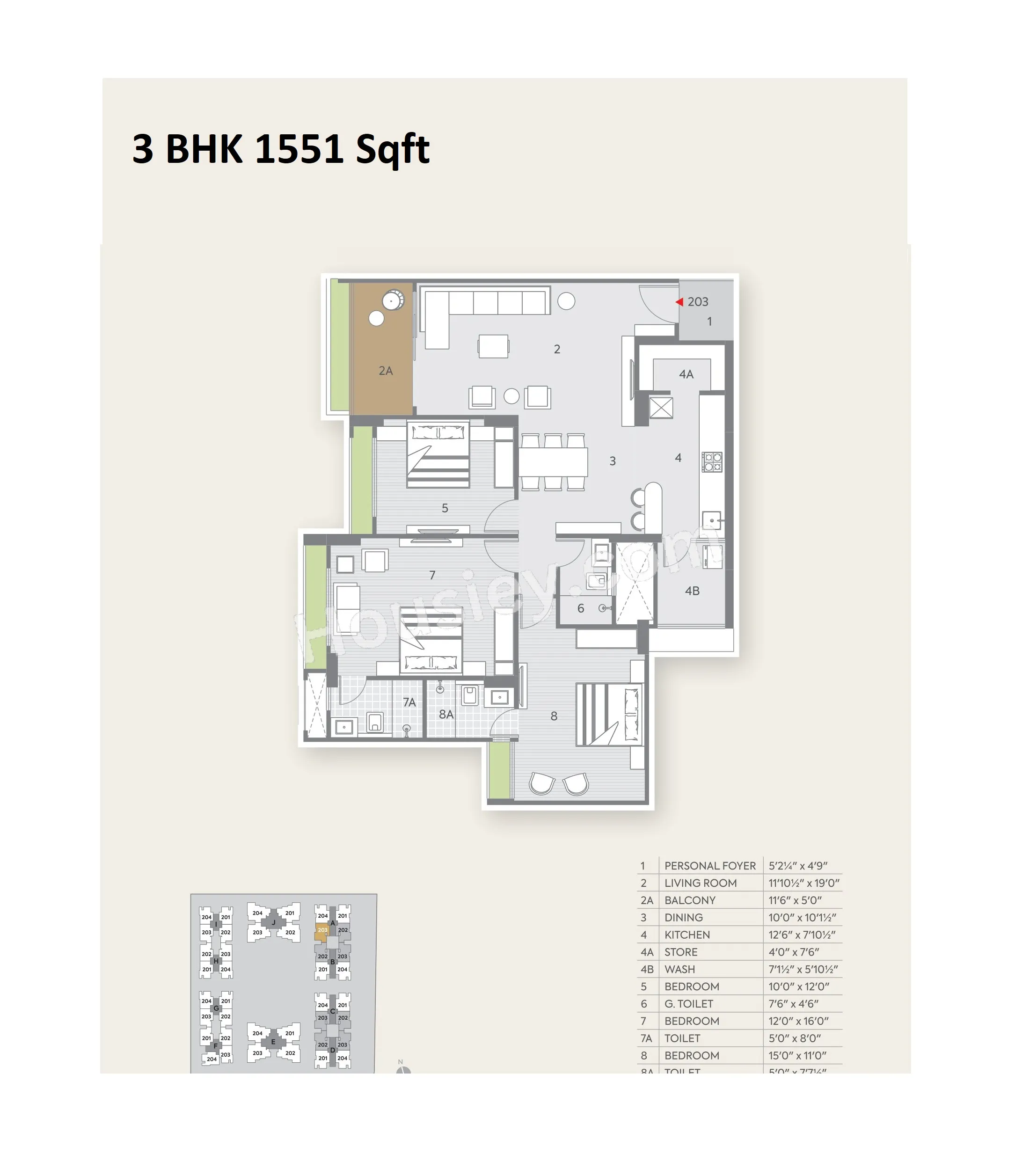 Shilp Residency Unit plan - 1070 sq.ft.