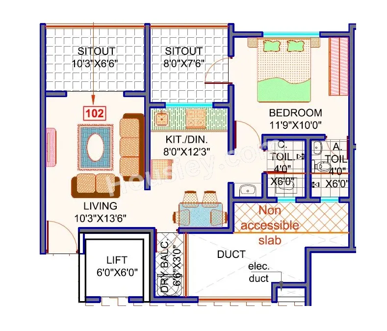 Shivaay Landmark Unit plan - 592 sq.ft.