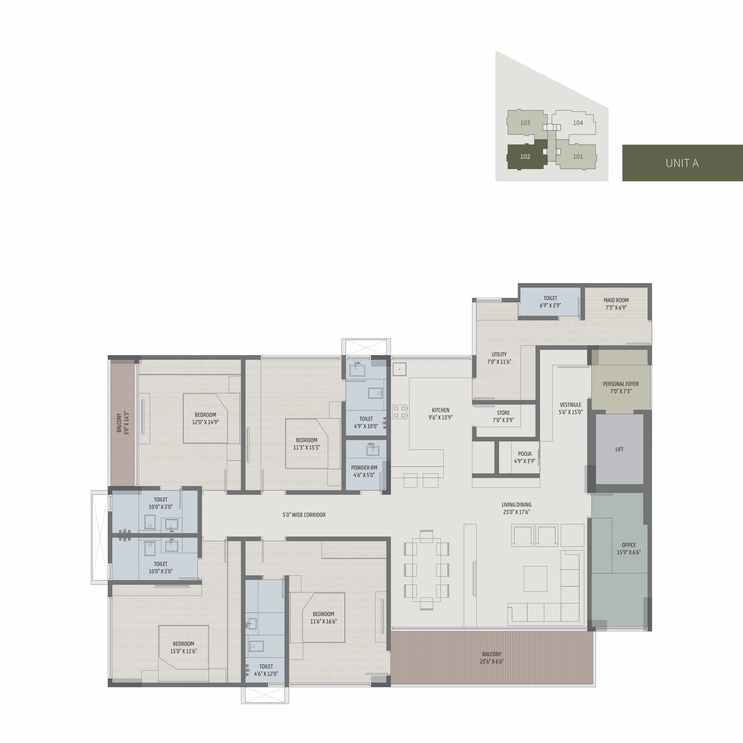 Unit plan - 2358 sq.ft.