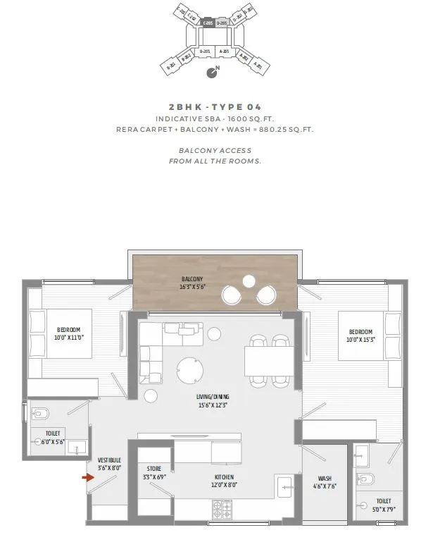 Shivalik Skyview Unit plan - 800 sq.ft.