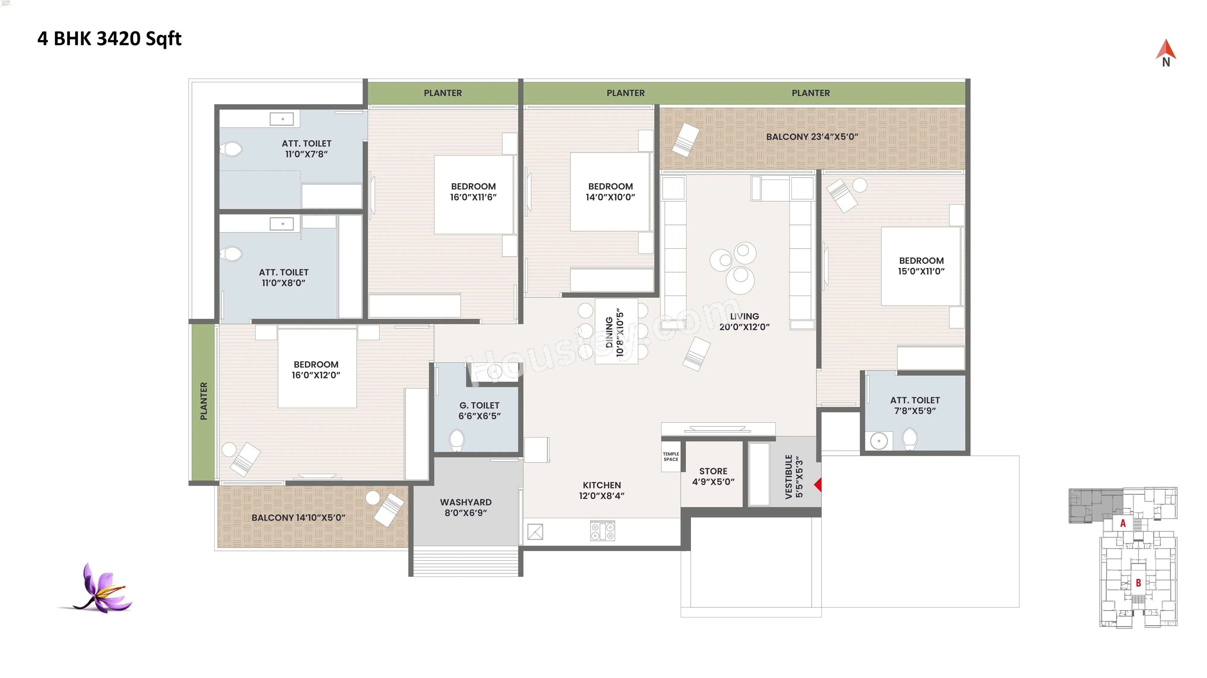 Shlok Abhilasha Unit plan - 1881 sq.ft.