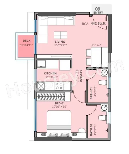 Shraddha Pratham Unit plan - 442 sq.ft.