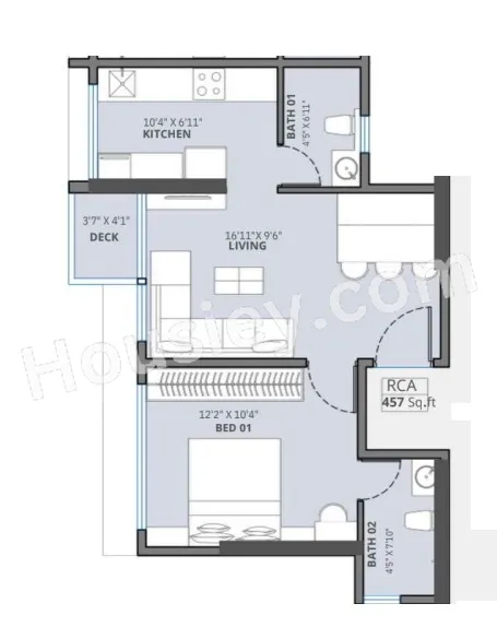 Shraddha Pratham Unit plan - 457 sq.ft.