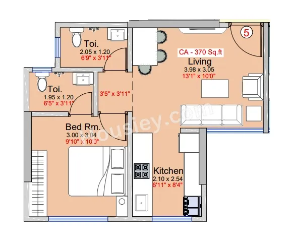 Shraddha Presidency Unit plan - 370 sq.ft.