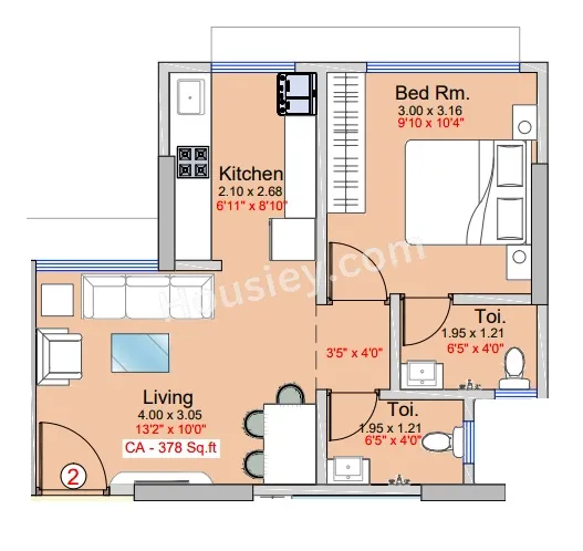 Shraddha Presidency Unit plan - 378 sq.ft.