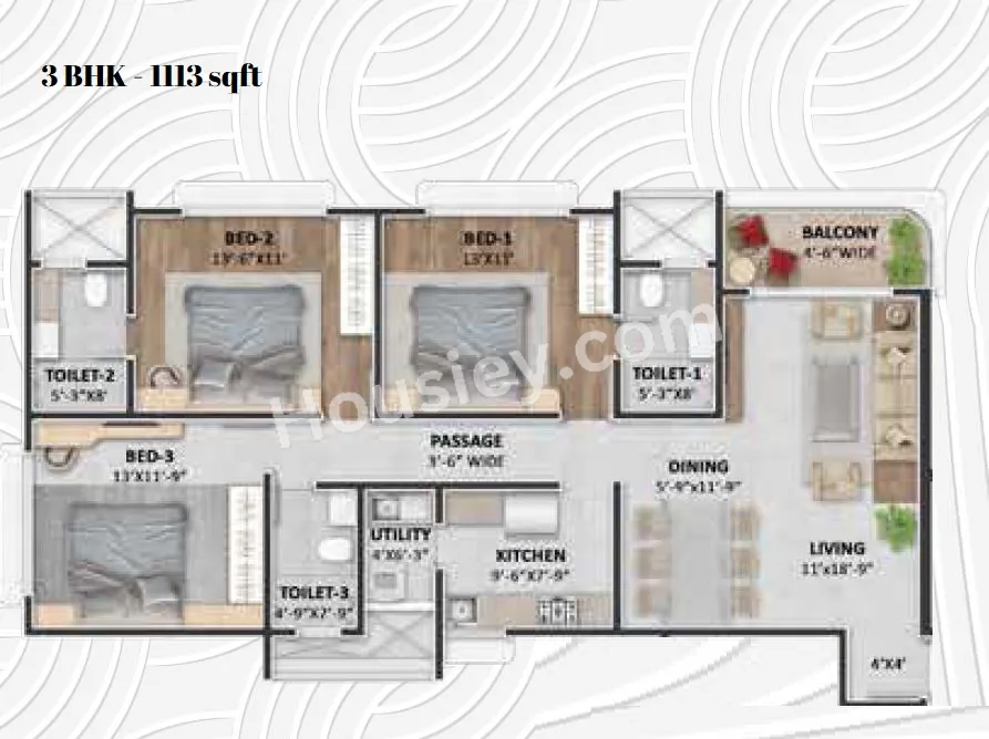 Shree Krishna Nava Geeta Unit plan - 1133 sq.ft.