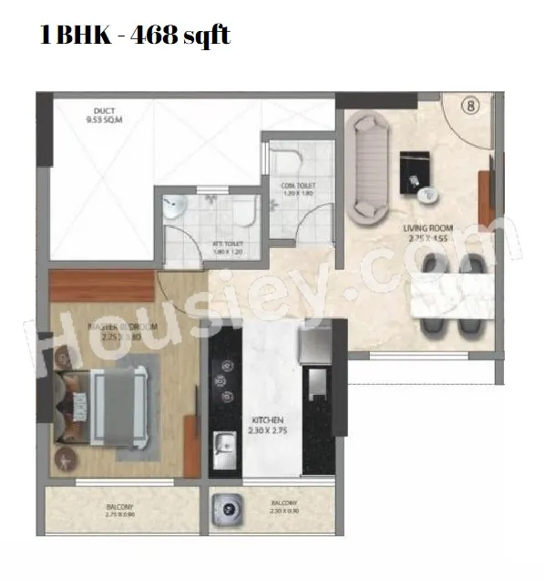 Shree Uma Heights Unit plan - 468 sq.ft.