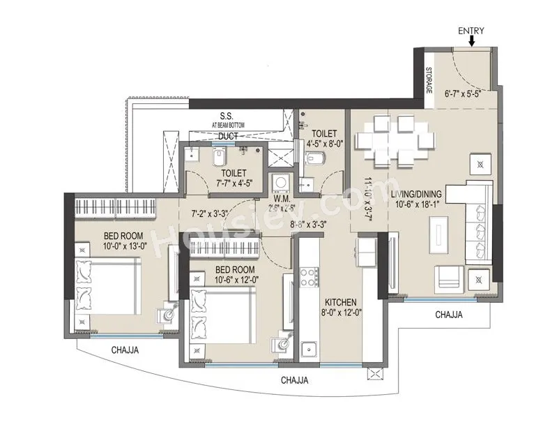 Unit plan - 793 sq.ft.