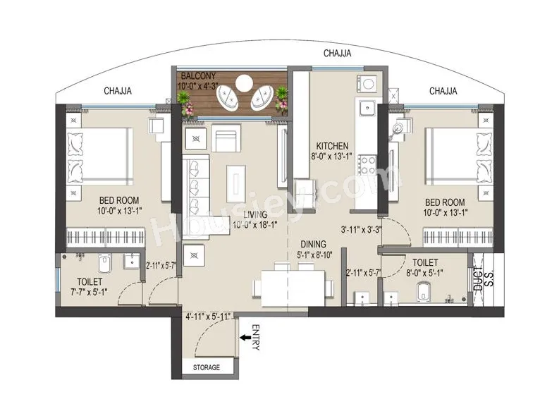 Shree Varad Ambaram Unit plan - 809 sq.ft.