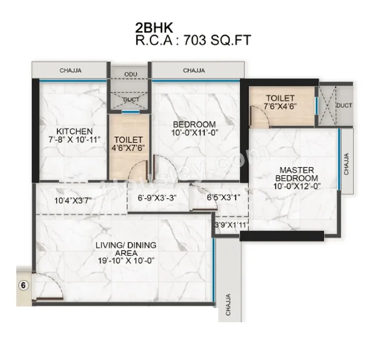 Shreeji Gateway Unit plan - 703 sq.ft.