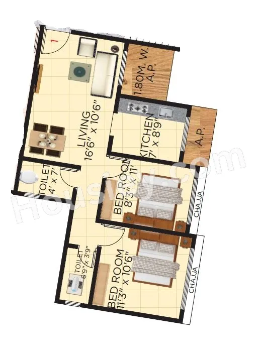 Shreeji Landmark Unit plan - 706 sq.ft.