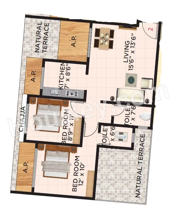 Shreeji Landmark Unit plan - 800 sq.ft.