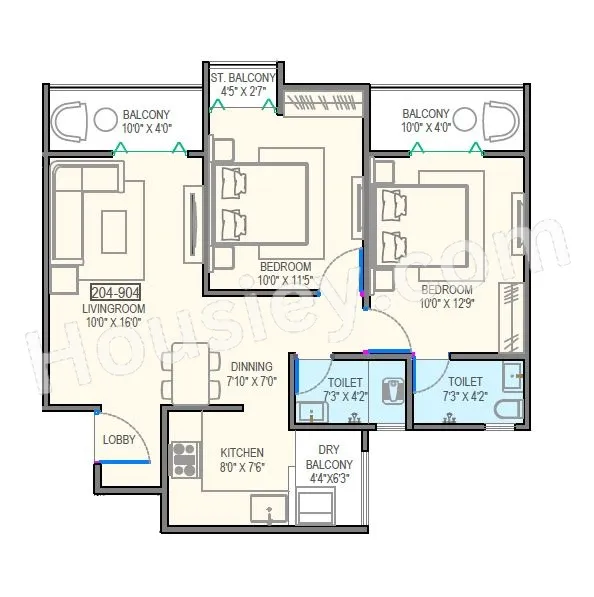 Shreeram Euphoria Unit plan - 761 sq.ft.