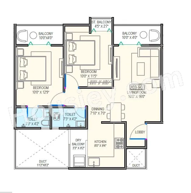 Shreeram Euphoria Unit plan - 780 sq.ft.