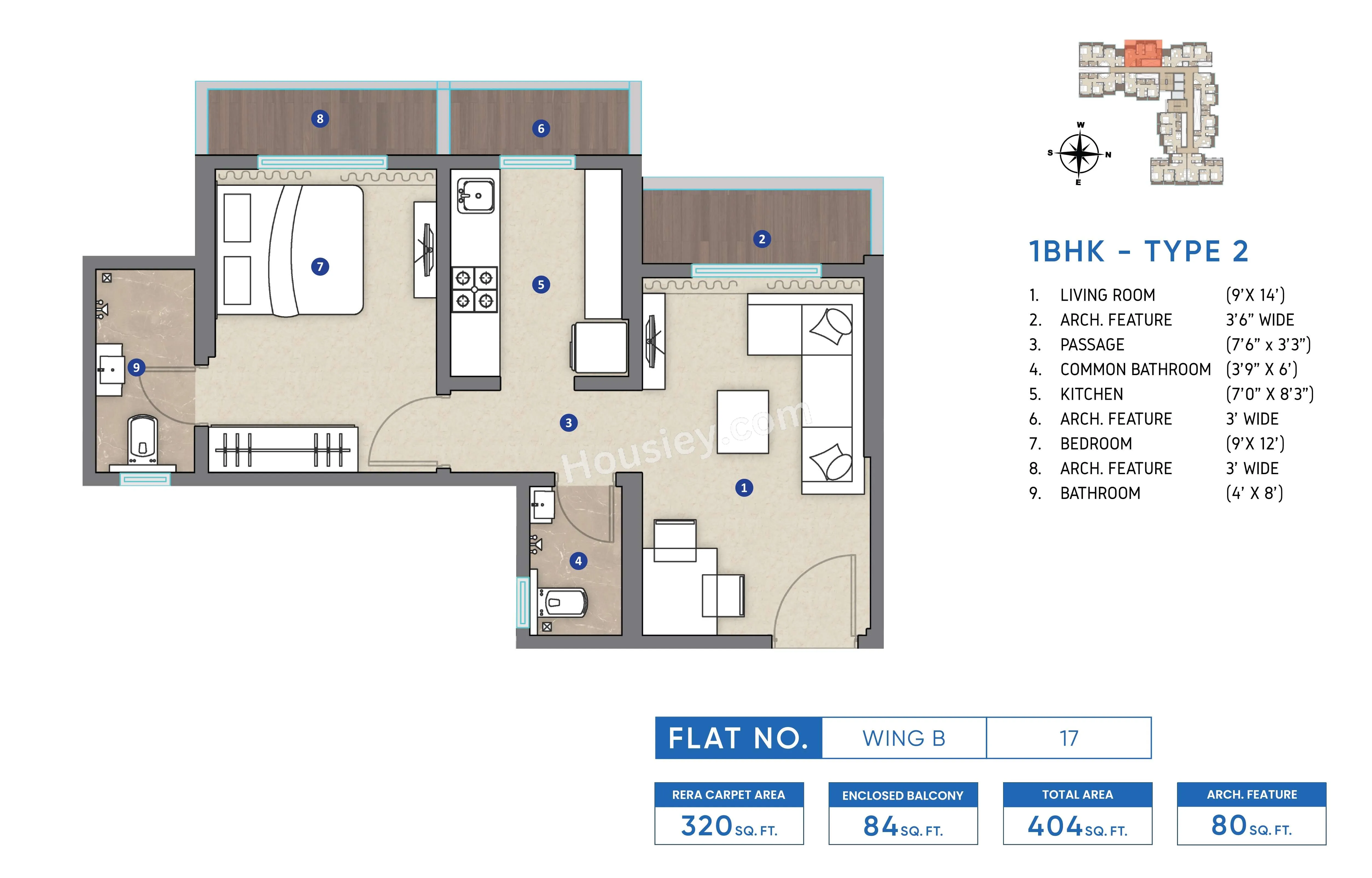 Shripal Sattva Unit plan - 404 sq.ft.