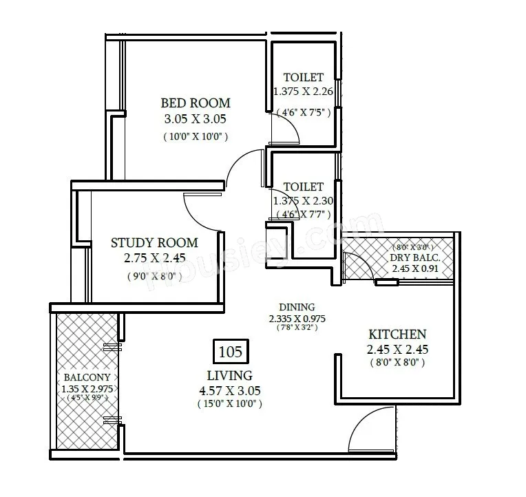 Unit plan - 629 sq.ft.