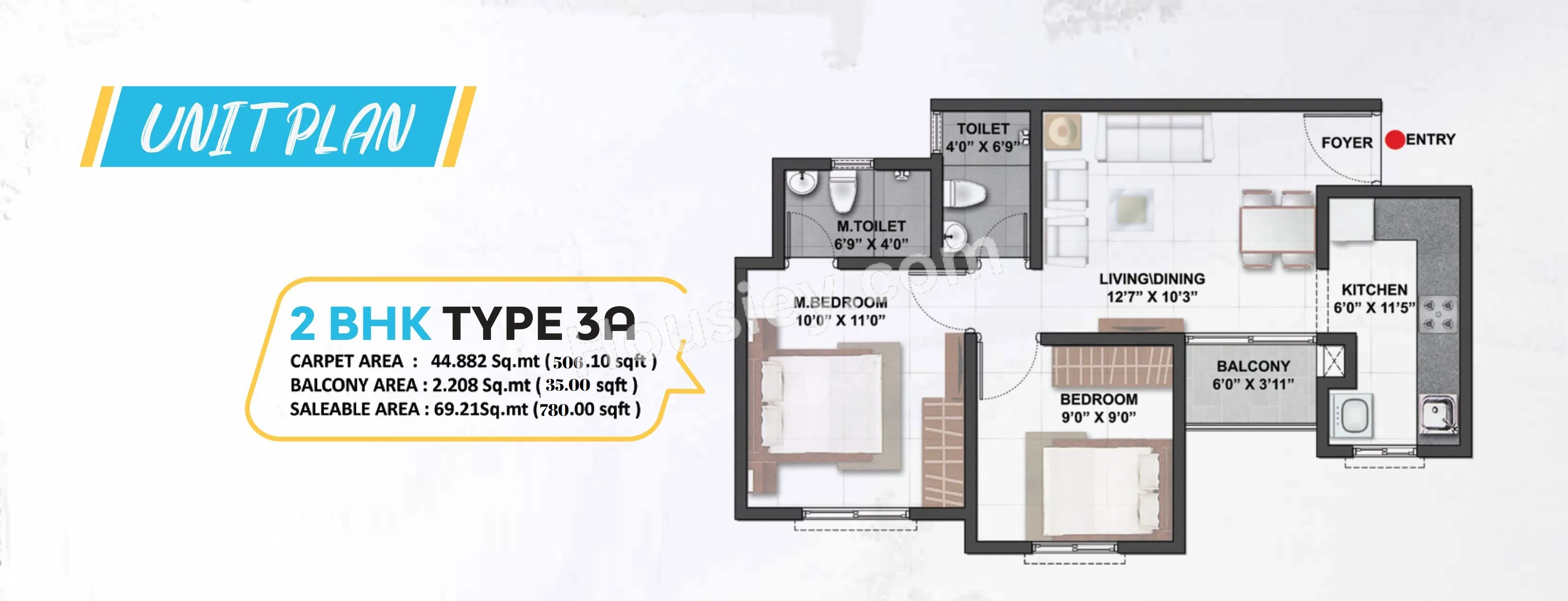 Shriram WYT Field Unit plan - 527 sq.ft.