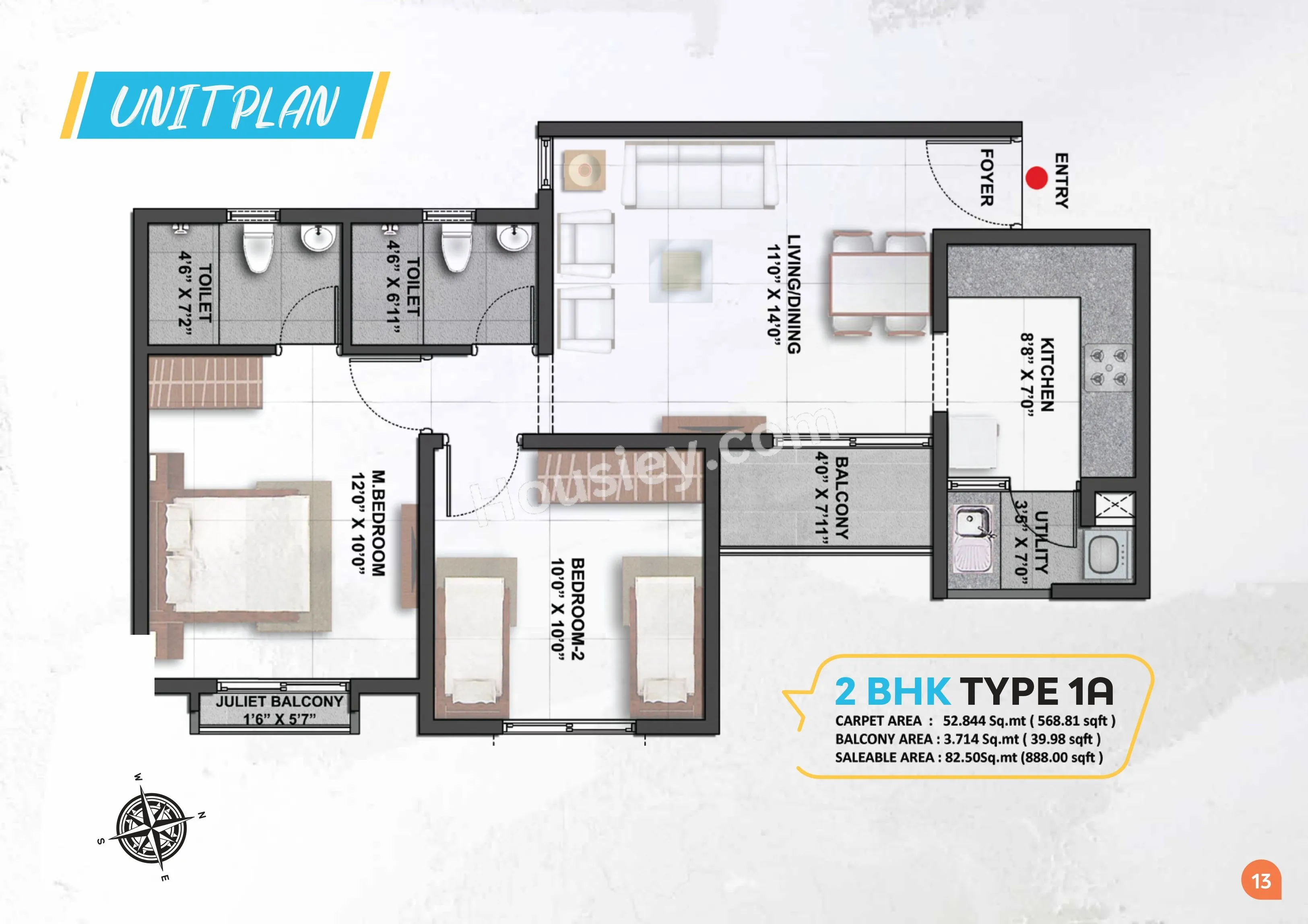 Shriram WYT Field Unit plan - 609 sq.ft.
