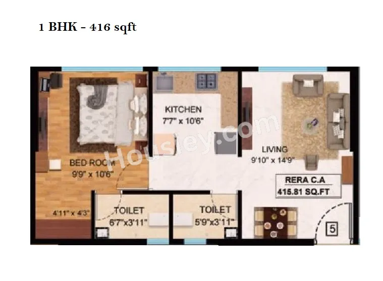 Shubh Elanza Unit plan - 416 sq.ft.