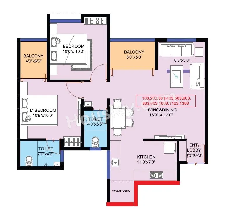 Shubh Ganesh Spring Valley Phase 3 Unit plan - 755 sq.ft.