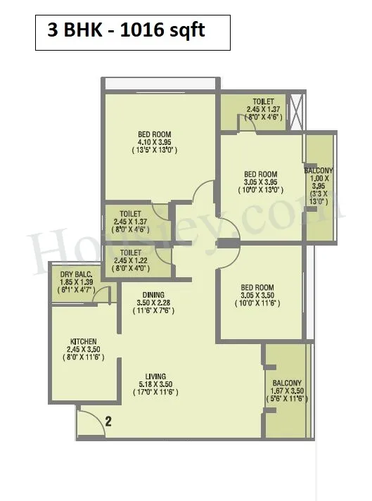 Shubh Gateway Unit plan - 1016 sq.ft.
