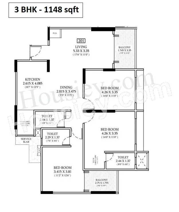 Shubh Nirvana Unit plan - 1148 sq.ft.