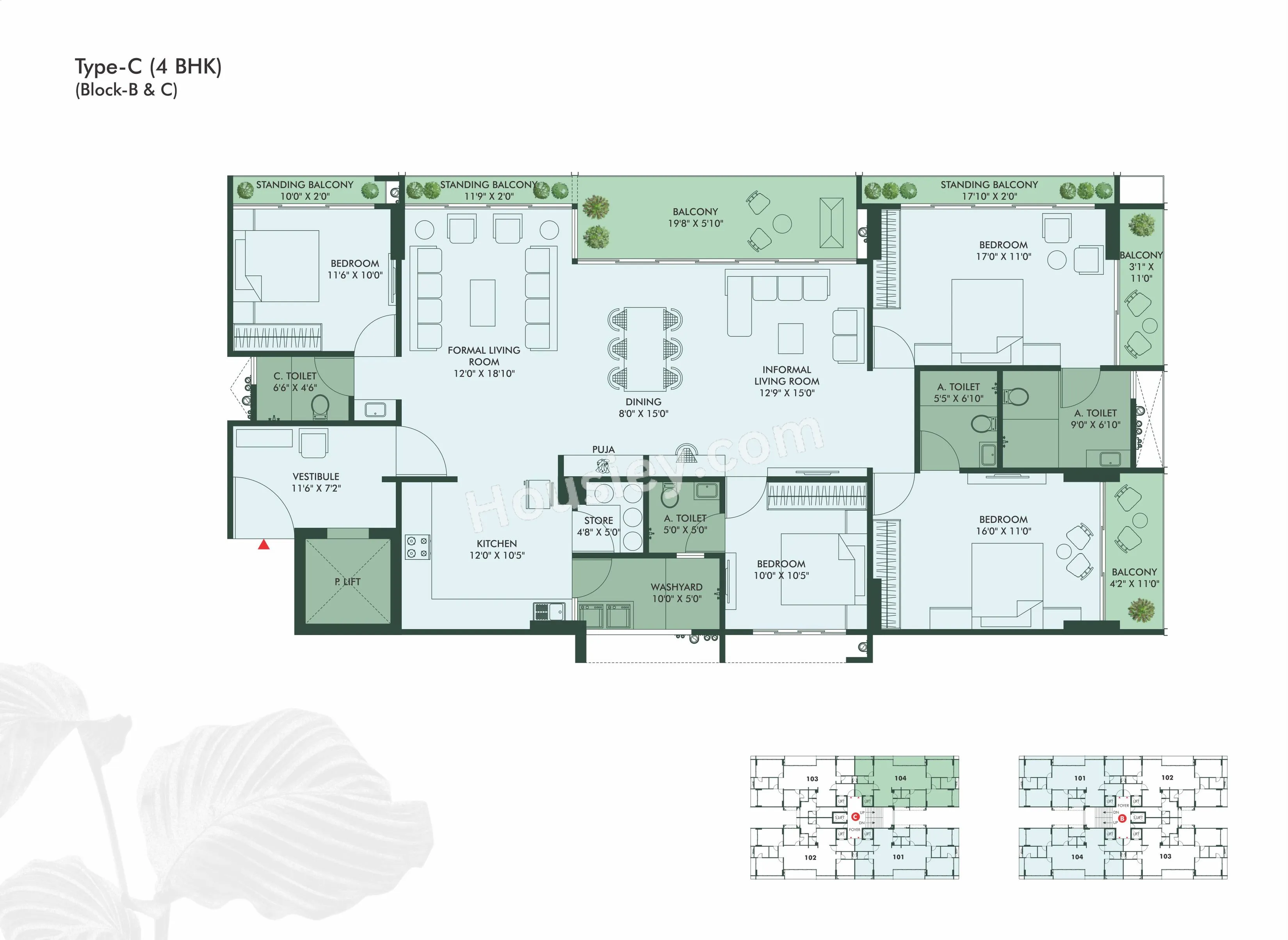 Siddharth Vrundavan Unit plan - 2124 sq.ft.