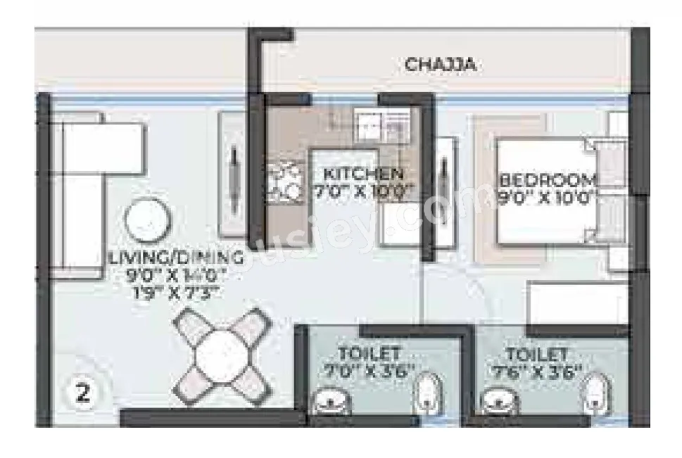Sigma Jade Unit plan - 374 sq.ft.