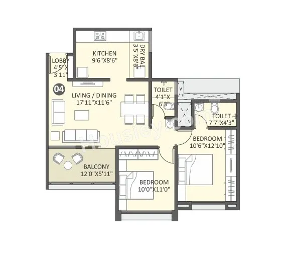 Silver Meteor Unit plan - 764 sq.ft.