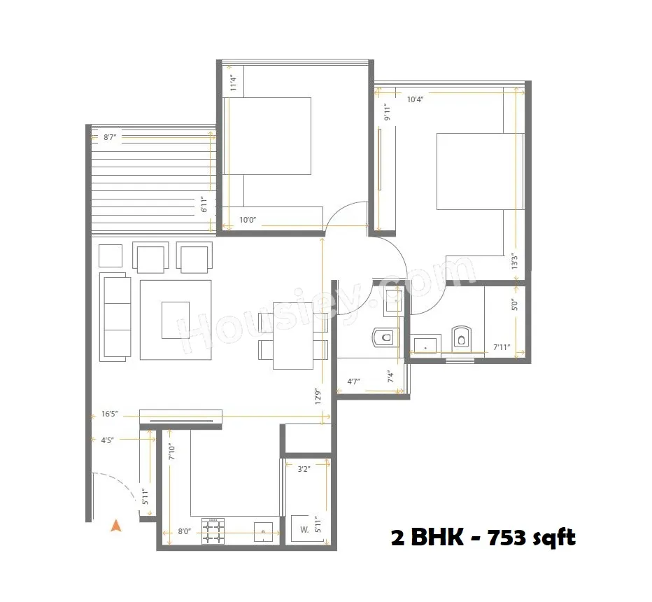 Unit plan - 753 sq.ft.