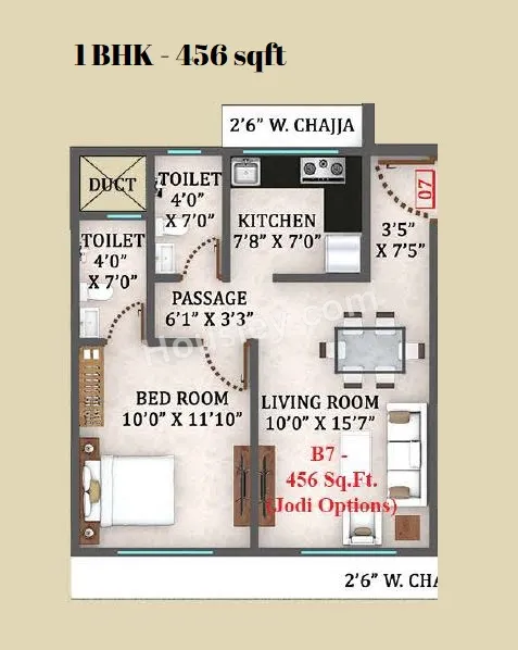 Simandhar Royale Unit plan - 456 sq.ft.