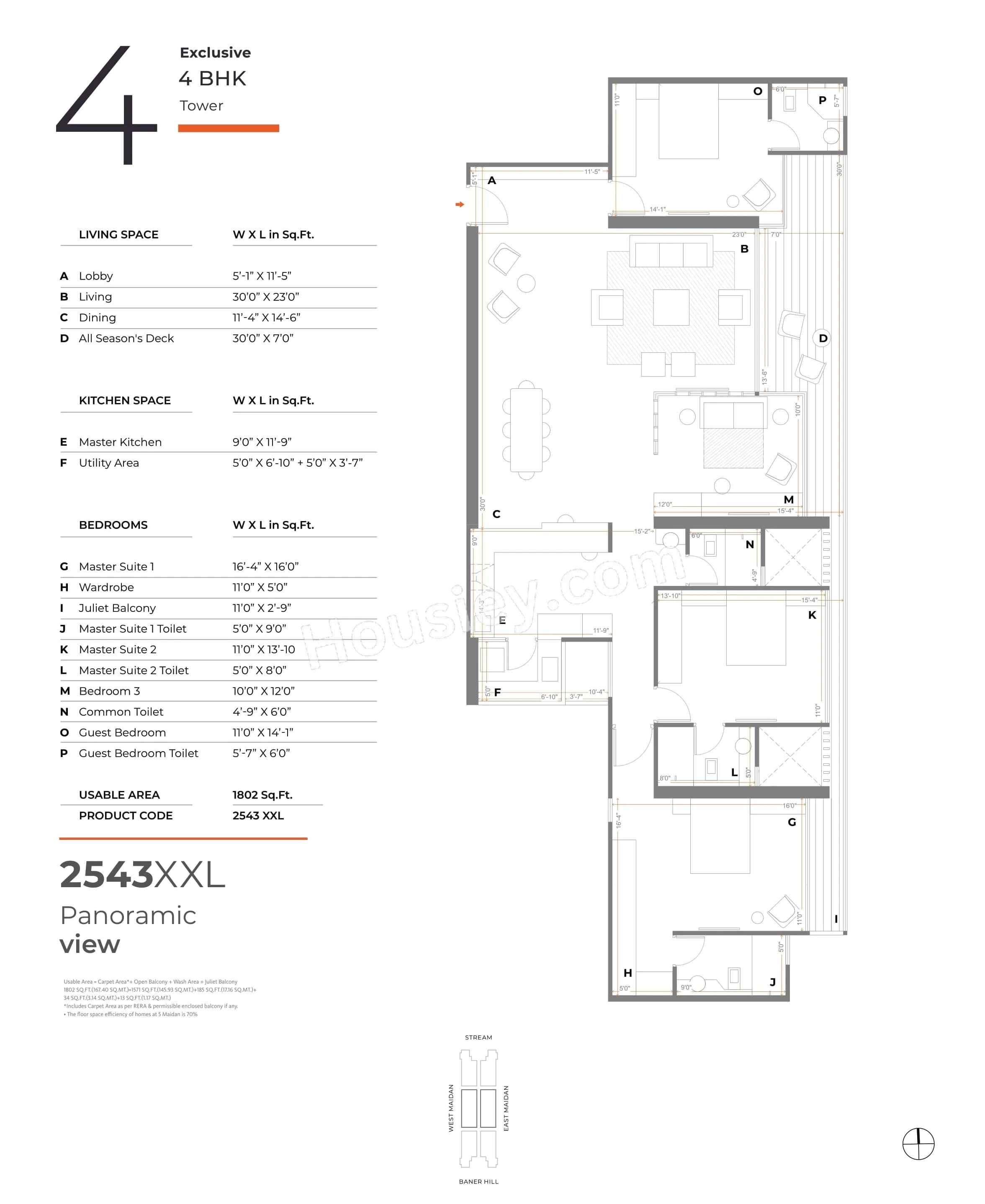 Skyi 5 Maidan Unit plan - 1802 sq.ft.