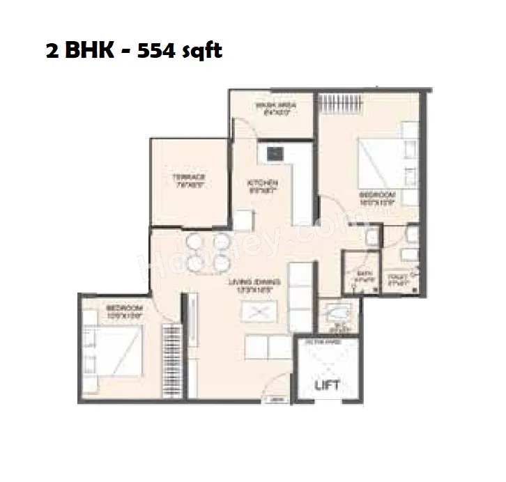 Skyi Pelican Unit plan - 554 sq.ft.