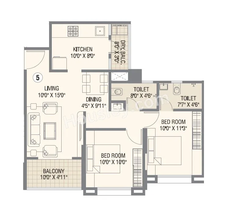 Skyrise Sparkle Unit plan - 696 sq.ft.