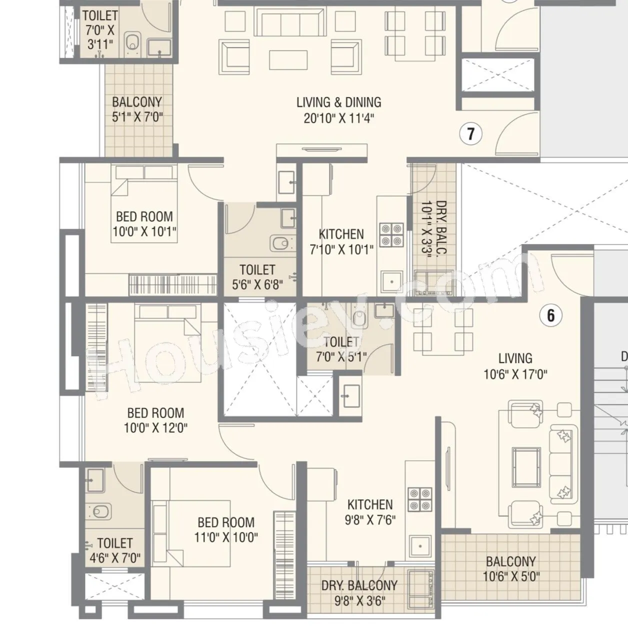 Skyrise Sparkle Unit plan - 783 sq.ft.