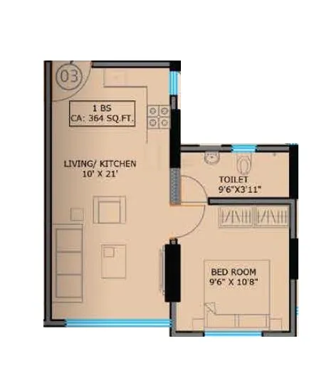 Smgk Golden Height Urbana Unit plan - 364 sq.ft.