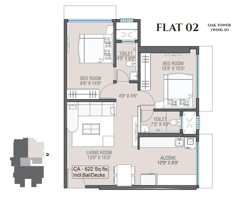 Unit plan - 622 sq.ft.