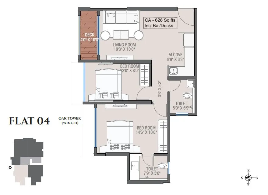 Smgk Woods Platina Oak Unit plan - 627 sq.ft.