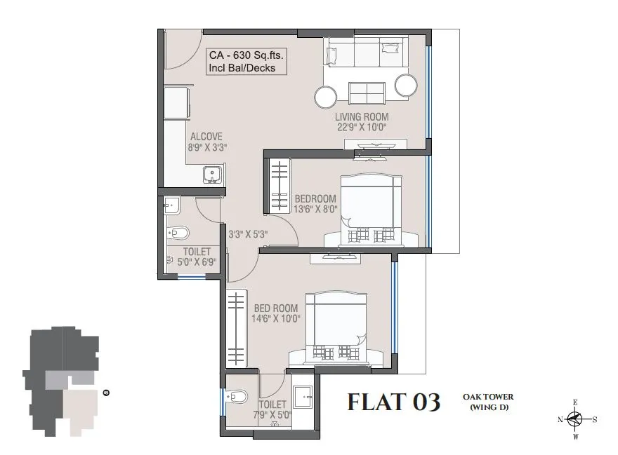 Smgk Woods Platina Oak Unit plan - 630 sq.ft.