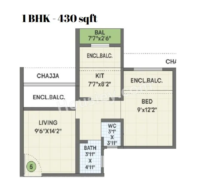 Sneh Serene Unit plan - 430 sq.ft.