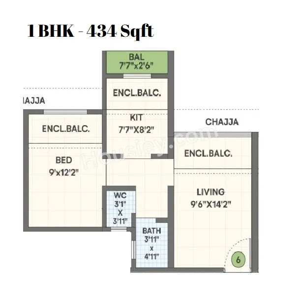 Sneh Serene Unit plan - 434 sq.ft.