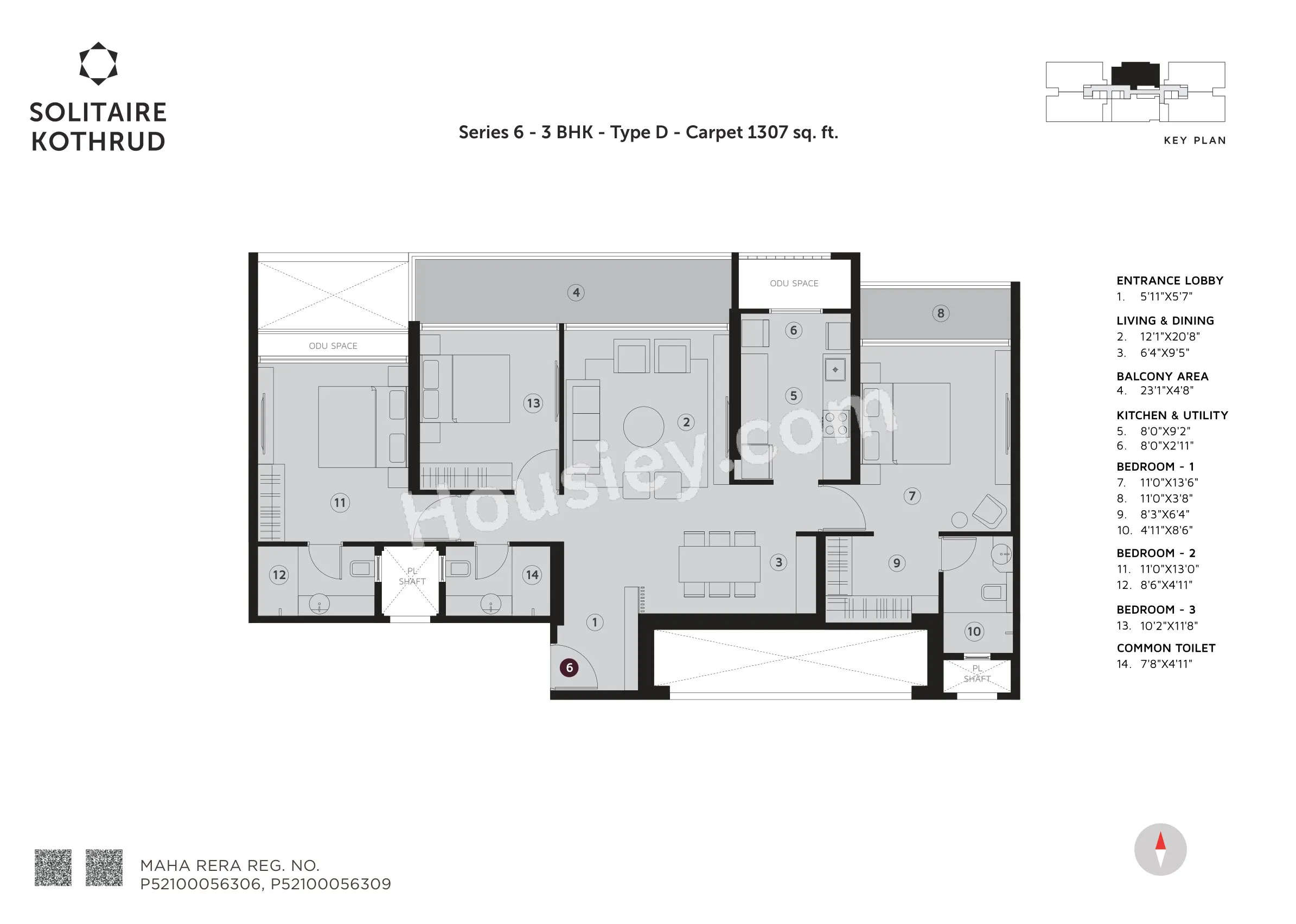 Solitaire Kothrud Unit plan - 1307 sq.ft.