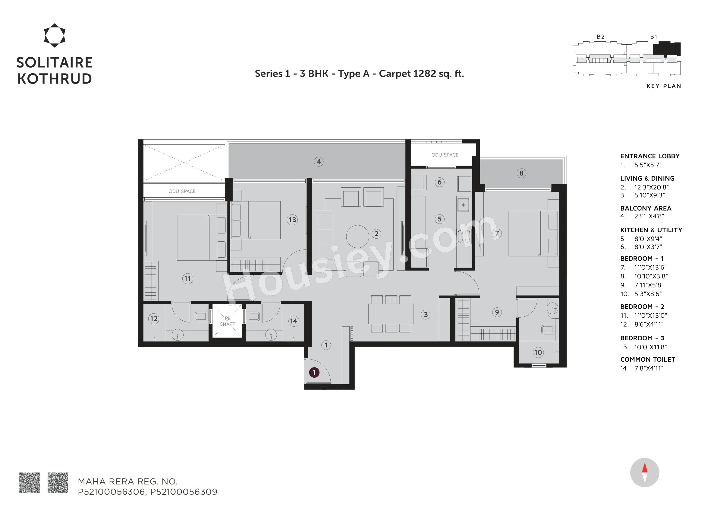 Solitaire Kothrud Unit plan - 1282 sq.ft.